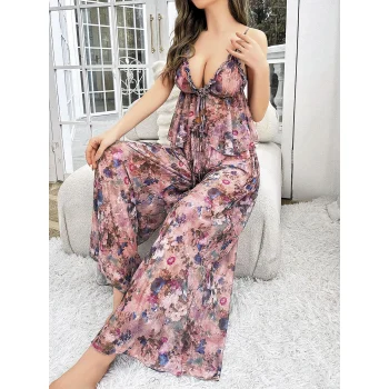 Luz&Pos Arias Closet Özel Tasarım Çiçek Desenli Salaş Kesim Şık 2li Takım