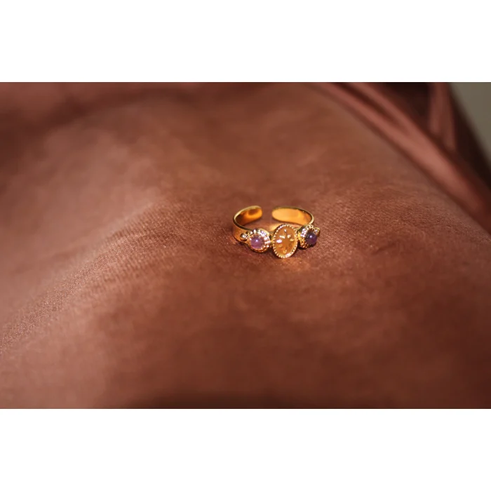 Shyla Ayarlanabilir Doğal Taş Görünümlü Minimal Yüzük