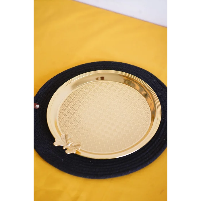Cooker Yuvarlak Kelebek Desenli Gold Tepsi 25cm