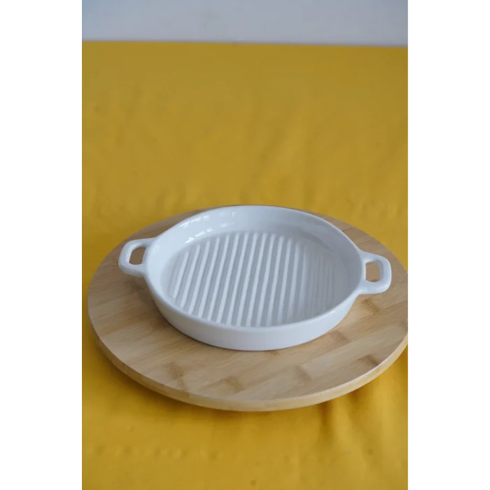 Ecr Seramik Yuvarlak Izgara Fırın Kabı 21cm