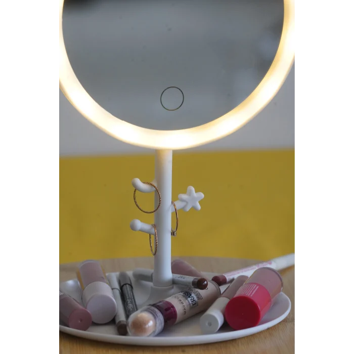 Led Işıklı Yuvarlak Makyaj Aynası Şarj edilebilir 3 Farklı Renk