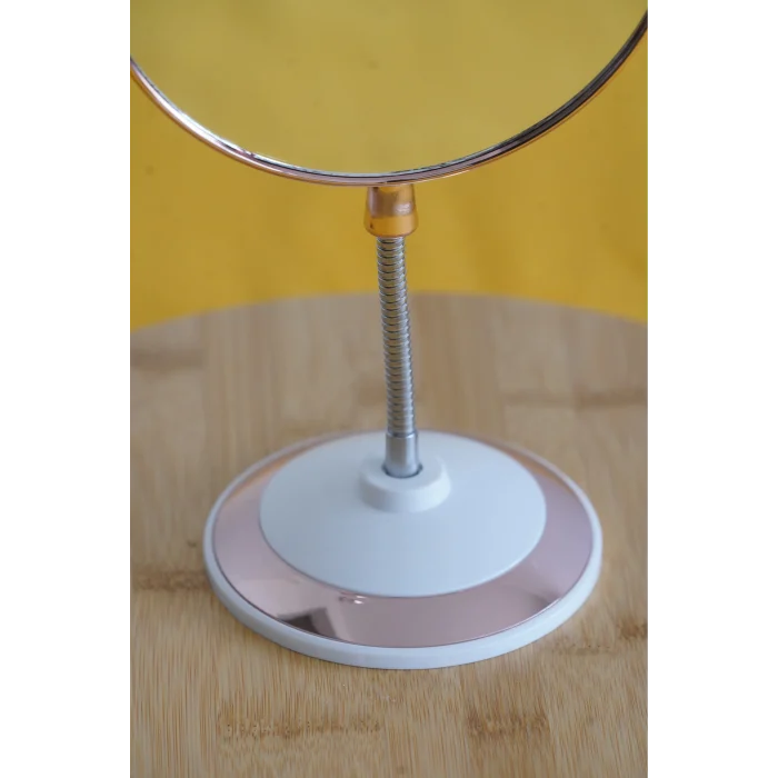 Yuvarlak Spiralli Makyaj Aynası Büyüteçli Pembe