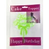 Happy Birthday Yazılı Fiyonklu Pasta Kek Çubuğu Yeşil Renk