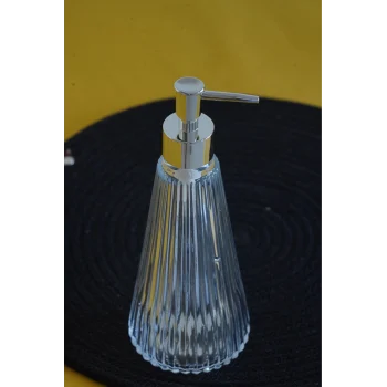 Glasscom Riva Çizgili Sıvı Sabunluk Şeffaf