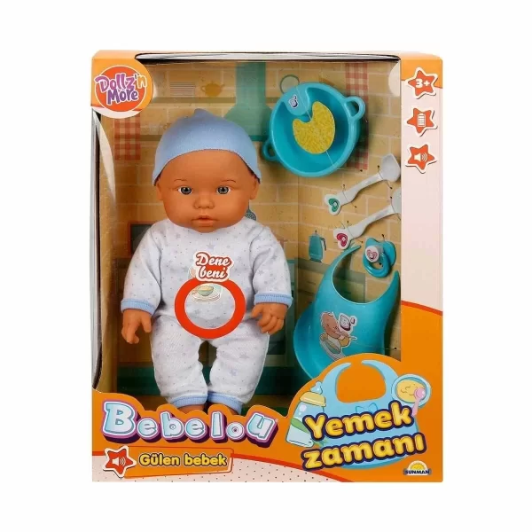 030021 Sunman, Bebelou Yemek Zamanı Sesli Bebek Seti 35 Cm / +3 Yaş