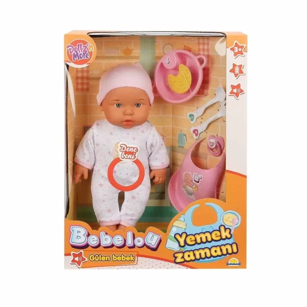 030021 Sunman, Bebelou Yemek Zamanı Sesli Bebek Seti 35 Cm / +3 Yaş