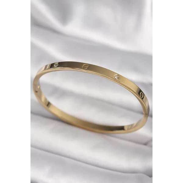 316L Çelik Gold Renk Zirkon Taşlı Cartier Model Kadın Bilezik