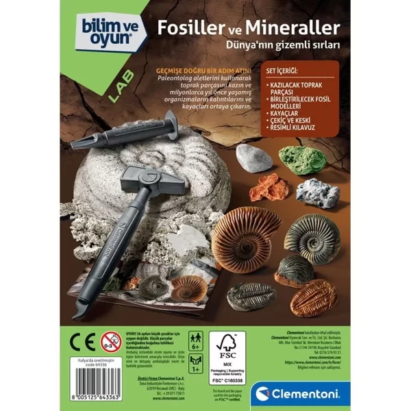 64336 Bilim Ve Oyun - Fosiller Ve Mineraller Kazı Seti