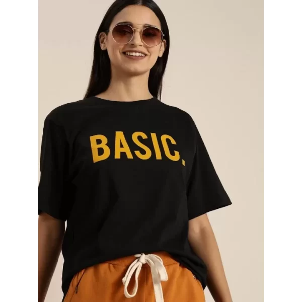 Baskılı Kadın T-shirt - Siyah