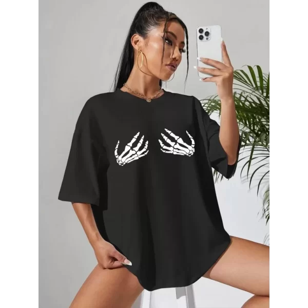 Baskılı Kadın T-shirt - Siyah