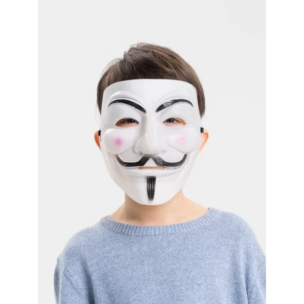 Beyaz Renk Pembe Yanaklı İthal V For Vendetta Maskesi