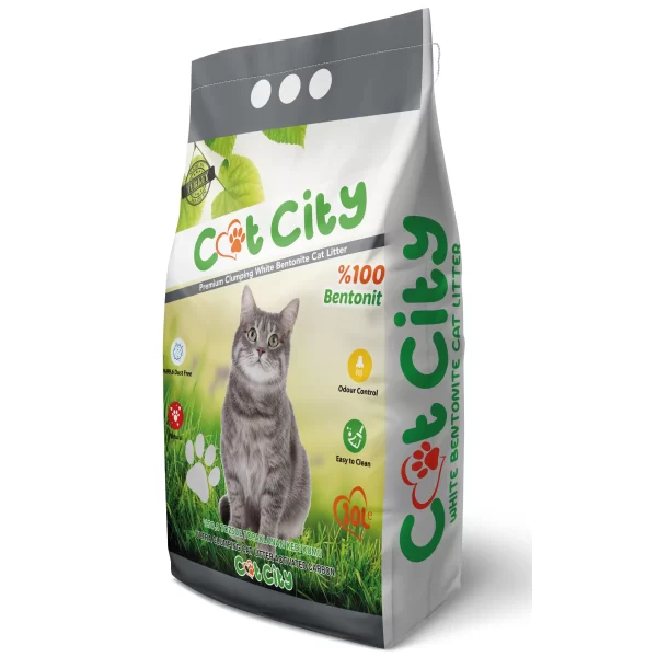 Cat City Doğal Bentonit Topaklanan Kedi Kumu 10 Lt Aktif Karbonlu