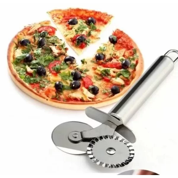 Çift Başlı Metal Pizza Kesici Ve Hamur Ruleti