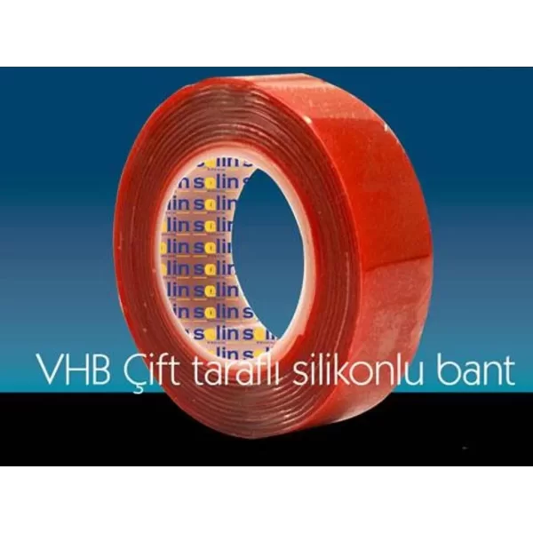 Çift Taraflı Akrilik Silikonize Bant 18 Mm X 2 Metre Kırmızı Vhb