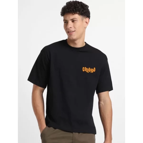 Erkek Baskılı Oversize T-shirt - Siyah