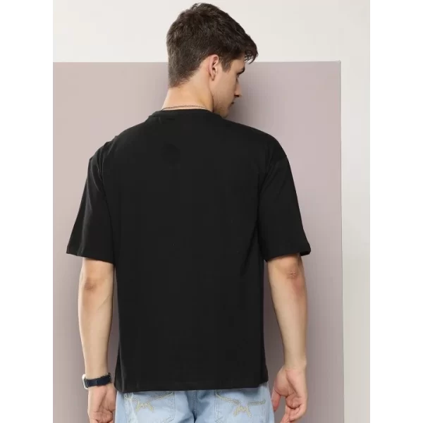 Erkek Baskılı Oversize T-shirt - Siyah