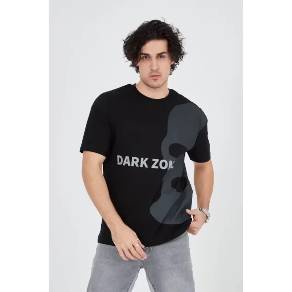 Erkek Baskılı T-Shirt - Siyah