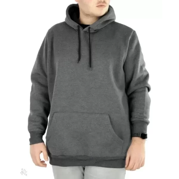 Erkek Uzun Kol Kapşonlu Basic Sweatshirt Hoodie - Füme