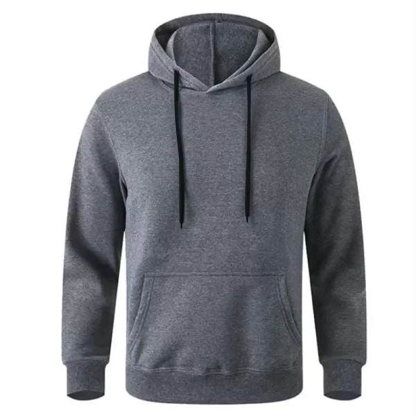 Erkek Uzun Kol Kapşonlu Basic Sweatshirt Hoodie - Füme