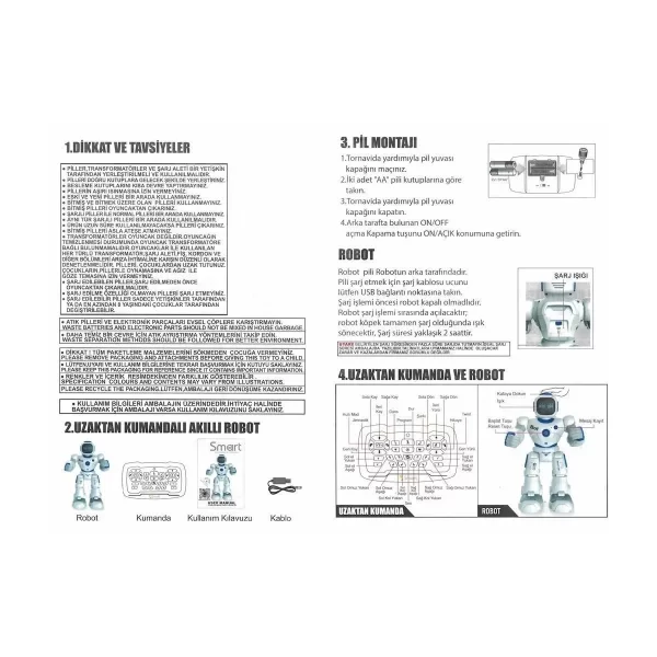 Gaw--1088 Kumandalı İnteraktif Şarjlı Eğitici Eğlendirici Akıllı Büyük Robot