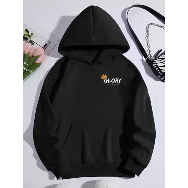 Kışlık Üç İplik Kapşonlu SweatShirt - Siyah