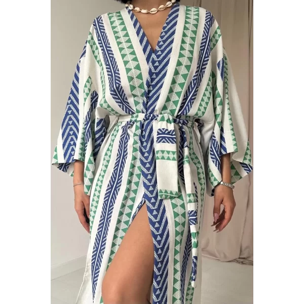 Mavi Desenli Kimono