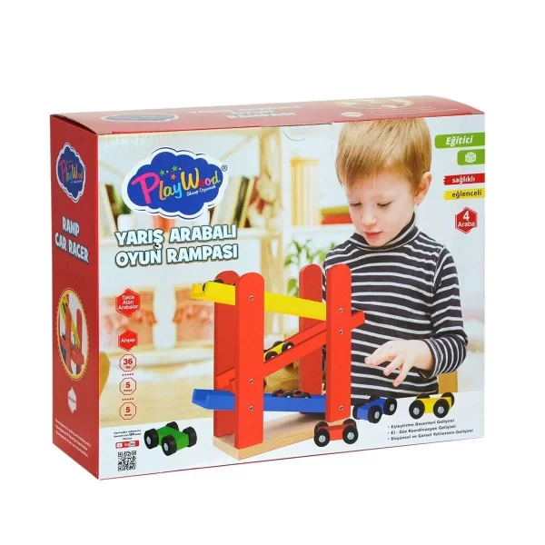 Ony-382 Playwood  Ahşap Yarış Arabalı Oyun Rampası-onyıl