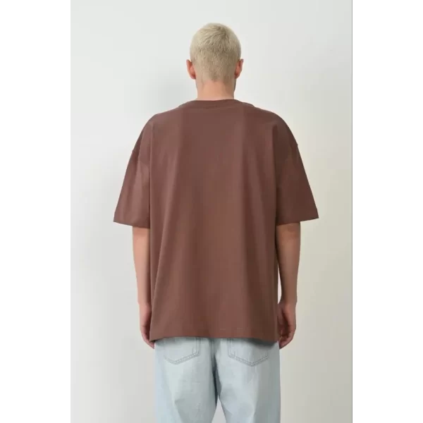 Unisex Basic Bisiklet Yaka Oversize T-Shirt - Mürdüm