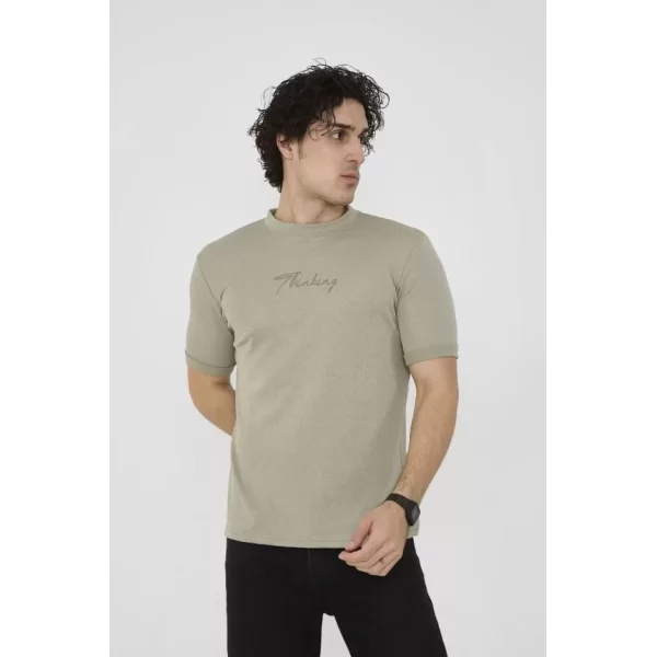 Unisex Bisiklet Yaka Slim Fit T-Shirt- Açık Yeşil