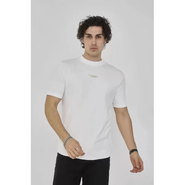 Unisex Bisiklet Yaka Slim Fit T-Shirt- Beyaz