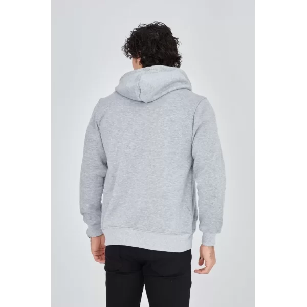 Unisex Tam Fermuarlı Kapşonlu  SweatShirt - Gri