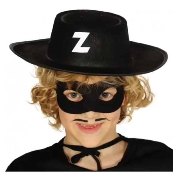 Z Logolu Zorro Şapkası Ve Zorro Maskesi Çocuk Boy