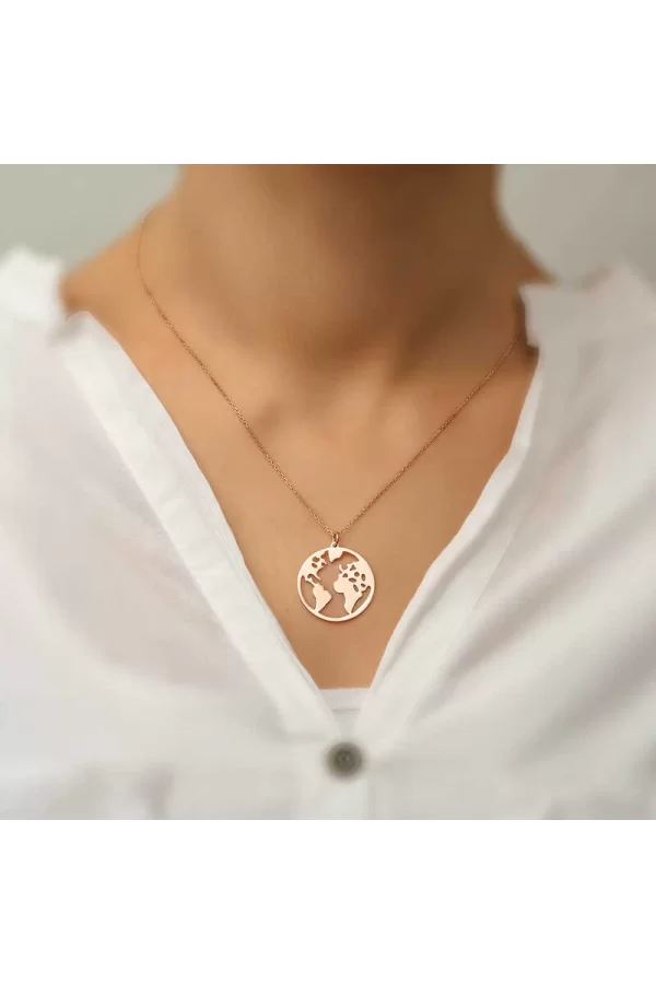 Luz&Pos ​gümüş Rose Dünya Kolye