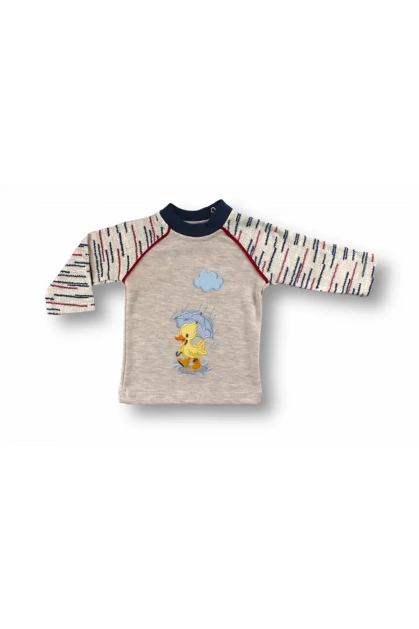 Luz&Pos 0-3 3-6 6-9 Ay Şemsiyeli Ördek Nakışlı Uzun Kollu Sweatli 2li Kız-erkek Bebek Takımı Mavi