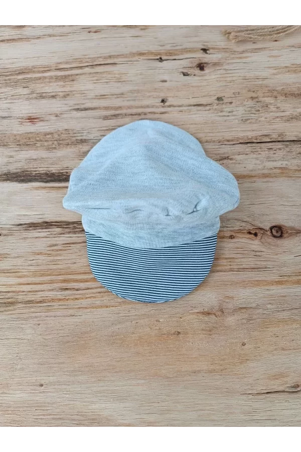 Luz&Pos 0-3 3-6 Ay Papyonlu Çizgi Desen Çıtçıt Kapama Kasketli Erkek Bebek Tulumu Lacivert