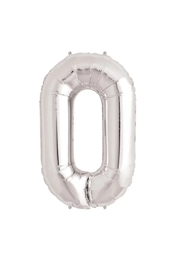 0 Rakam Folyo Balon Gümüş 40 inç