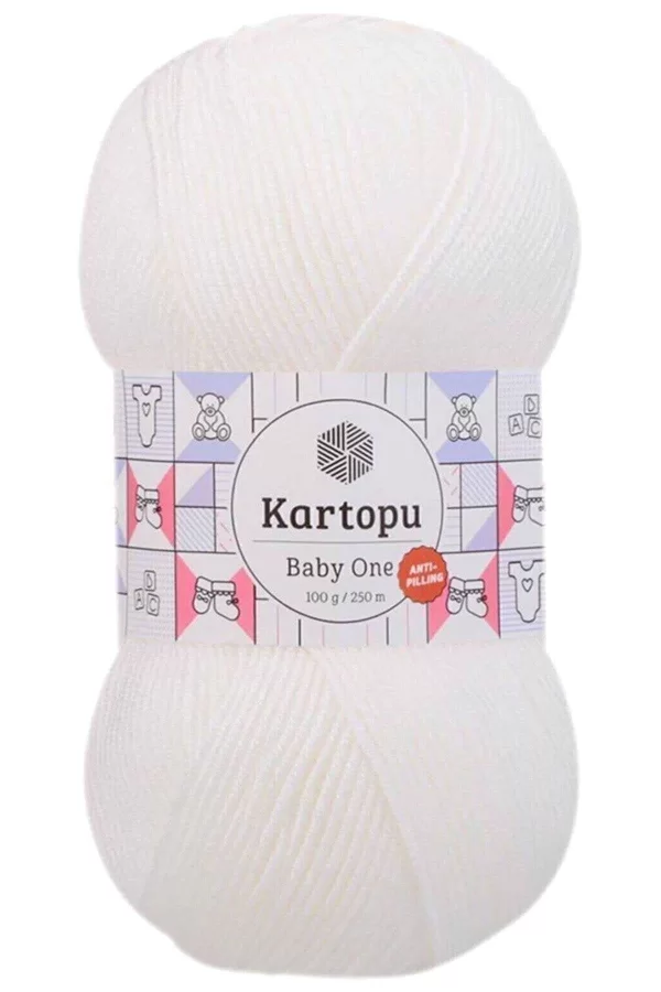 1 Adet Baby One Tüylenmeyen El Örgü İpi Yünü Kar Beyaz K010