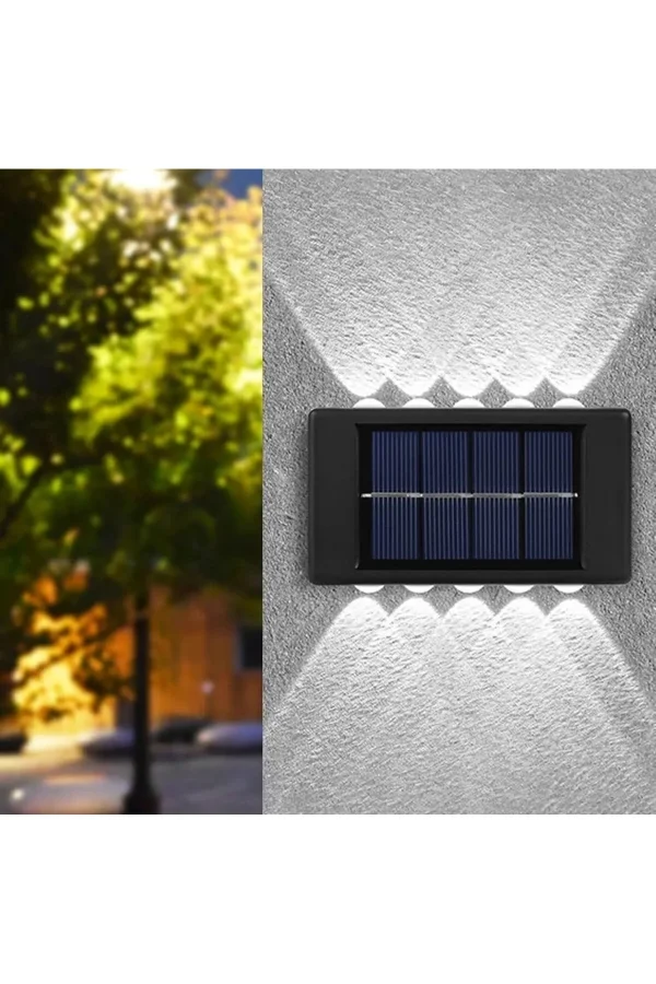 10 Ledli Solar Bahçe Dış Mekan Duvar Aydınlatması 2li Set