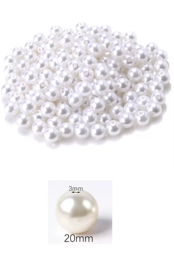 100 gram 20mm Beyaz Renk Plastik İnci Boncuk Çanta ve Takı Yapım Boncuğu (~20 adet)