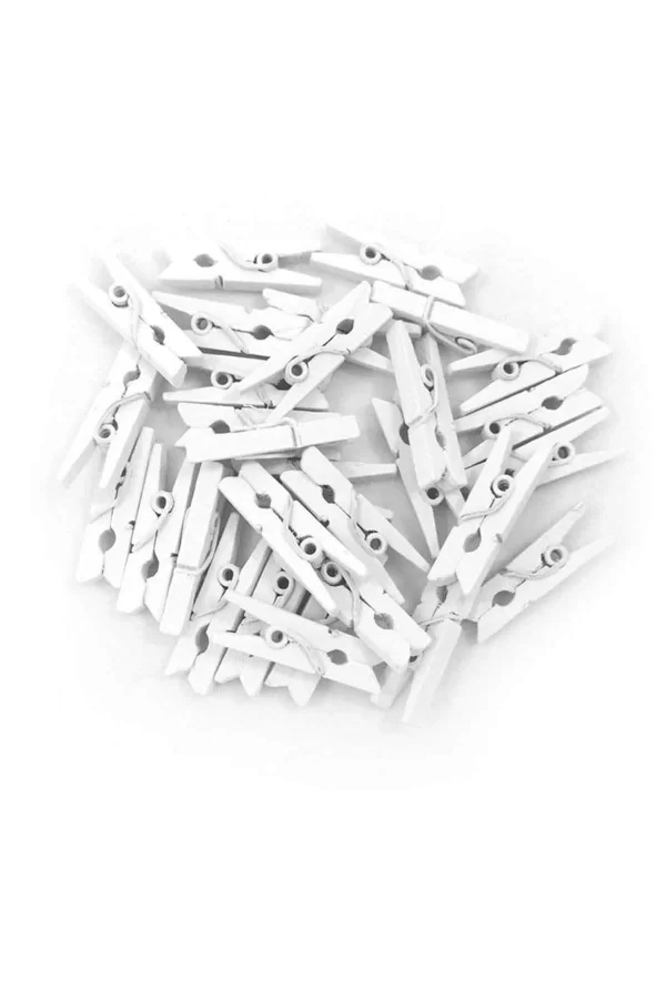 100lü Beyaz Ahşap Mandal 2.5cm (10lu Paket-1000 Adet)