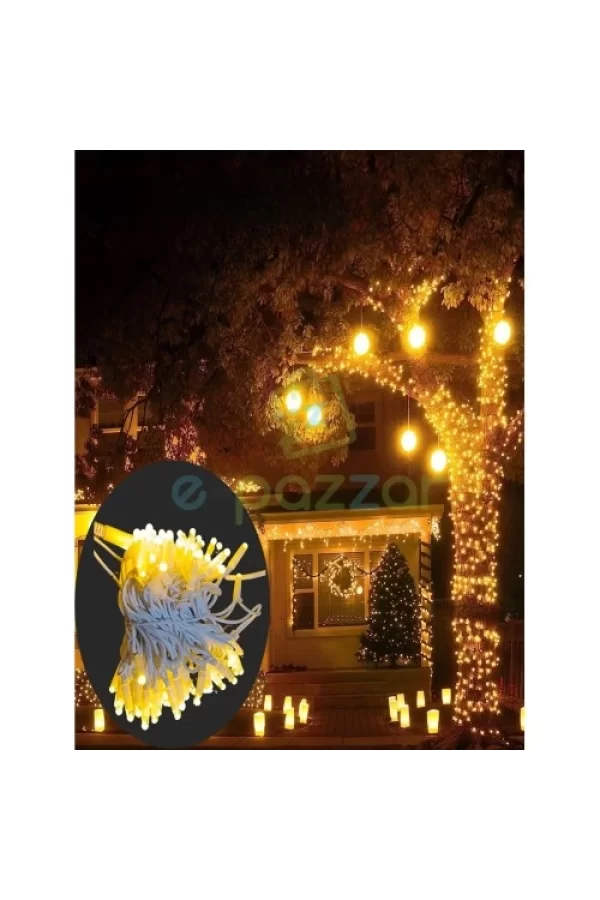 10m 100 Led IP65 Dış Mekan Led Işık Beyaz Kablo