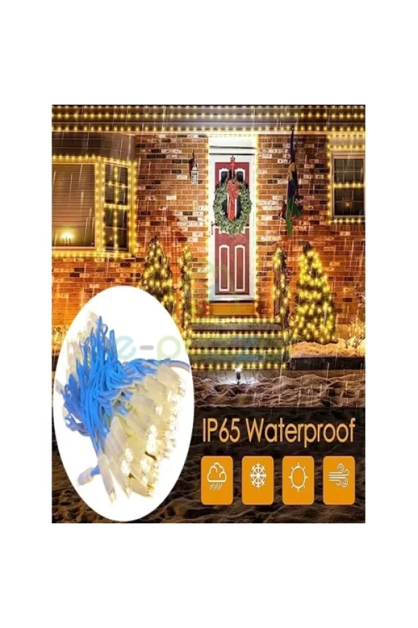 10m 100 Led IP65 Dış Mekan Led Işık Beyaz Kablo