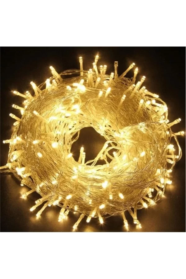 10m 60 Led Gün ışığı 2 Kademeli Şeffaf Kablo Pilli