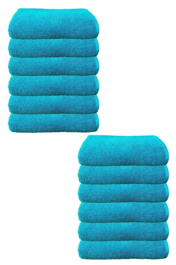 12li Paket Boya Tutmayan Mikrofiber El Yüz Spor Kuaför Havlusu 50X90 Cm