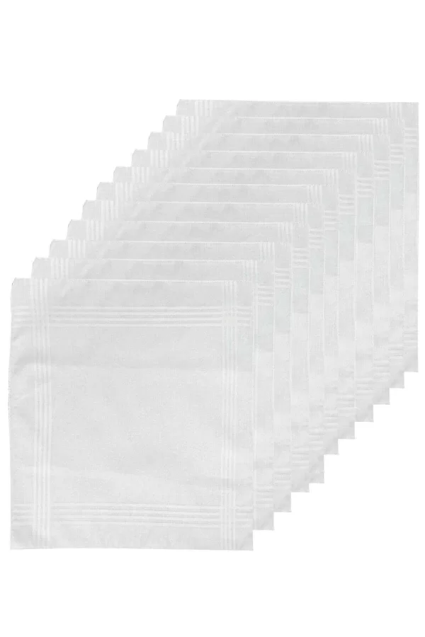 12li Paket Klasik Cep Hediyelik Bayram Mendili &#37;100 Pamuklu 30x30 Cm