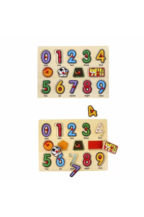 130444 Ahşap Raptiyeli Puzzle Saat
