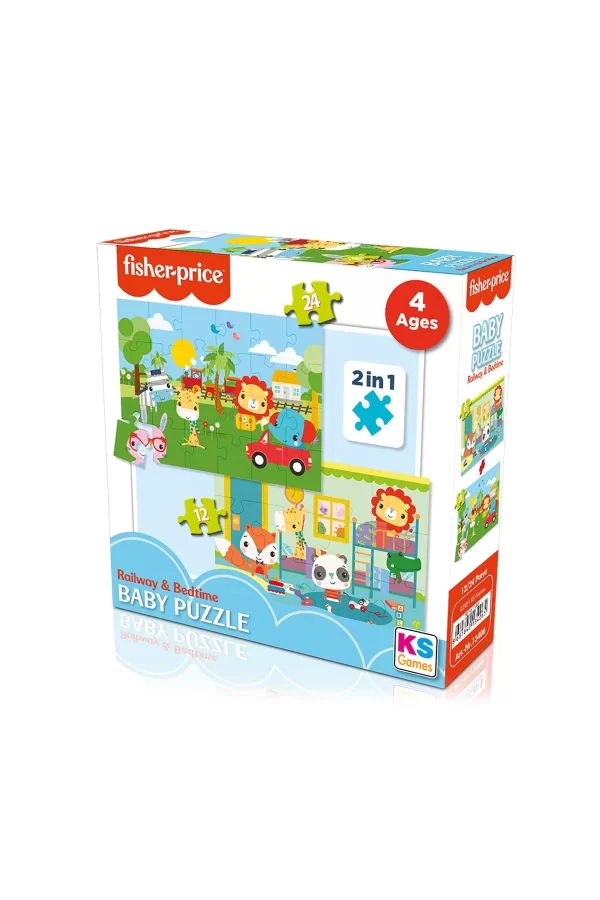13406 Ks Fisher-price Baby Puzzle - Railway & Bedtime / 12+24 Parça Puzzle / +4 Yaş