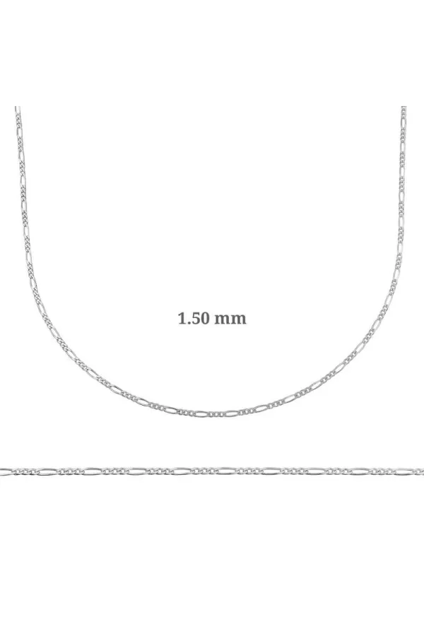 Luz&Pos 1.50 Mm Gümüş Figaro Zincir - 0.40 Mikron