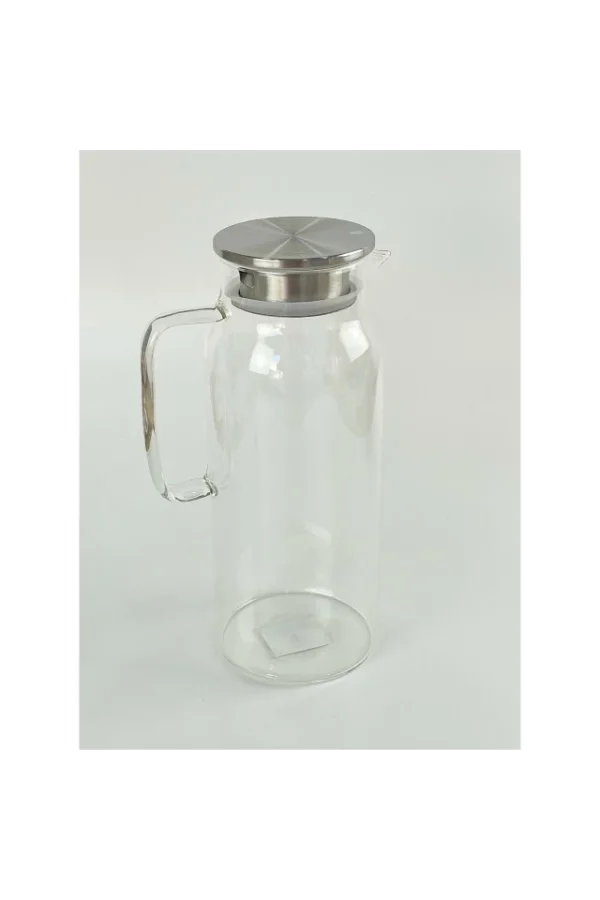 1500 ml Borosilikat Cam Su Sürahisi - Metal Kapaklı ve Isıya Dayanıklı