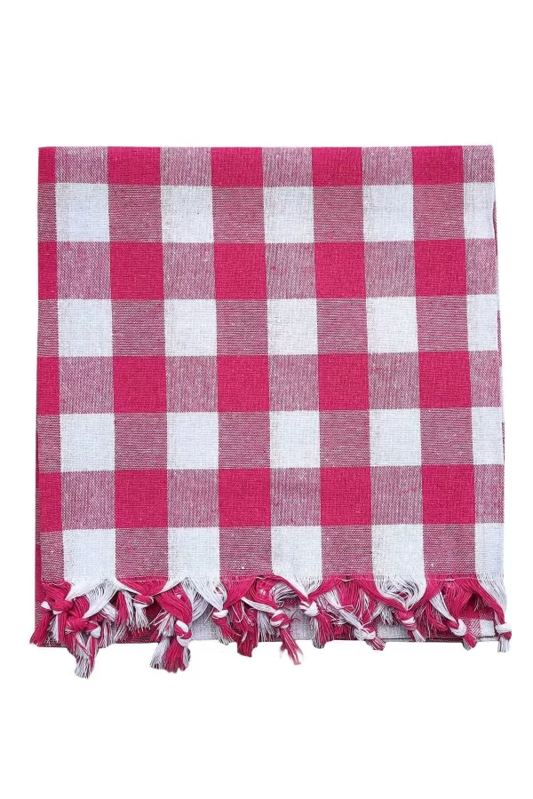 150x150 Cm Kareli Yer Sofra Bezi Piknik Masa Örtüsü Saçaklı